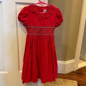 Edgehill Collection Red Smocked Dress with Ruffled Collar size 5